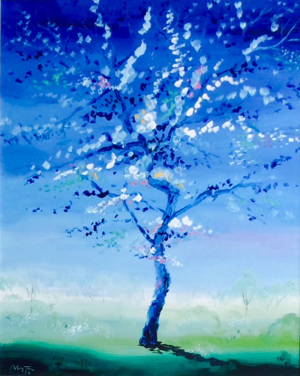  Big Blue Tree By Alejos, 32 X 39, Artwork For Sale On Artfinder