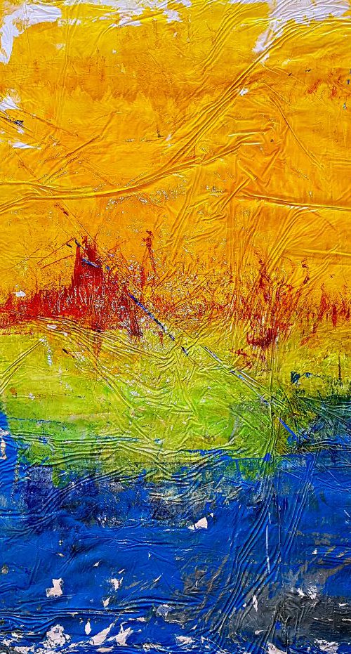 The place I read (n.219) - abstract landscape - 100 x 75 x 2,50 cm - ready to hang - acrylic painting on stretched canvas by Alessio Mazzarulli