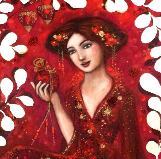 "The red Elixir"  woman portrait 60x81cm.