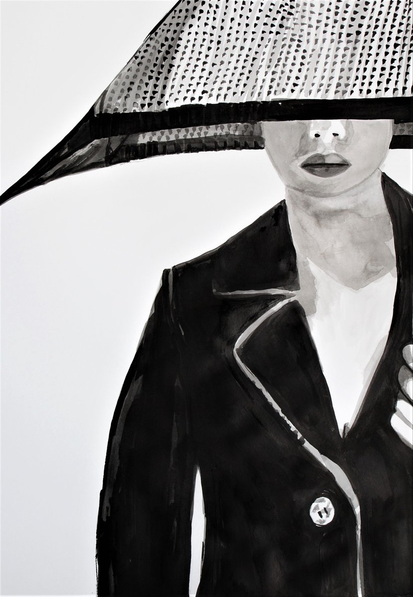 Lady with umbrella / 70 x 50 cm by Alexandra Djokic