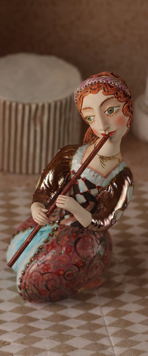 Girl with a flute by Elya Yalonetski