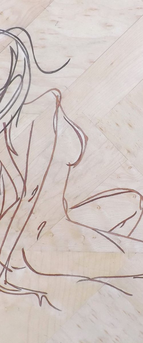 The girl on the shore (marquetry work) by Dušan Rakić