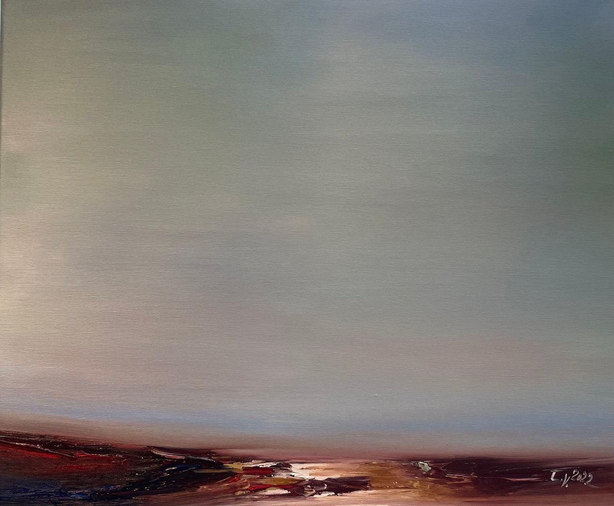 Impressionistic Landscape Oil Painting By Timea Valsami, 24 X 20", Peaceful Horizon, Original Artwork