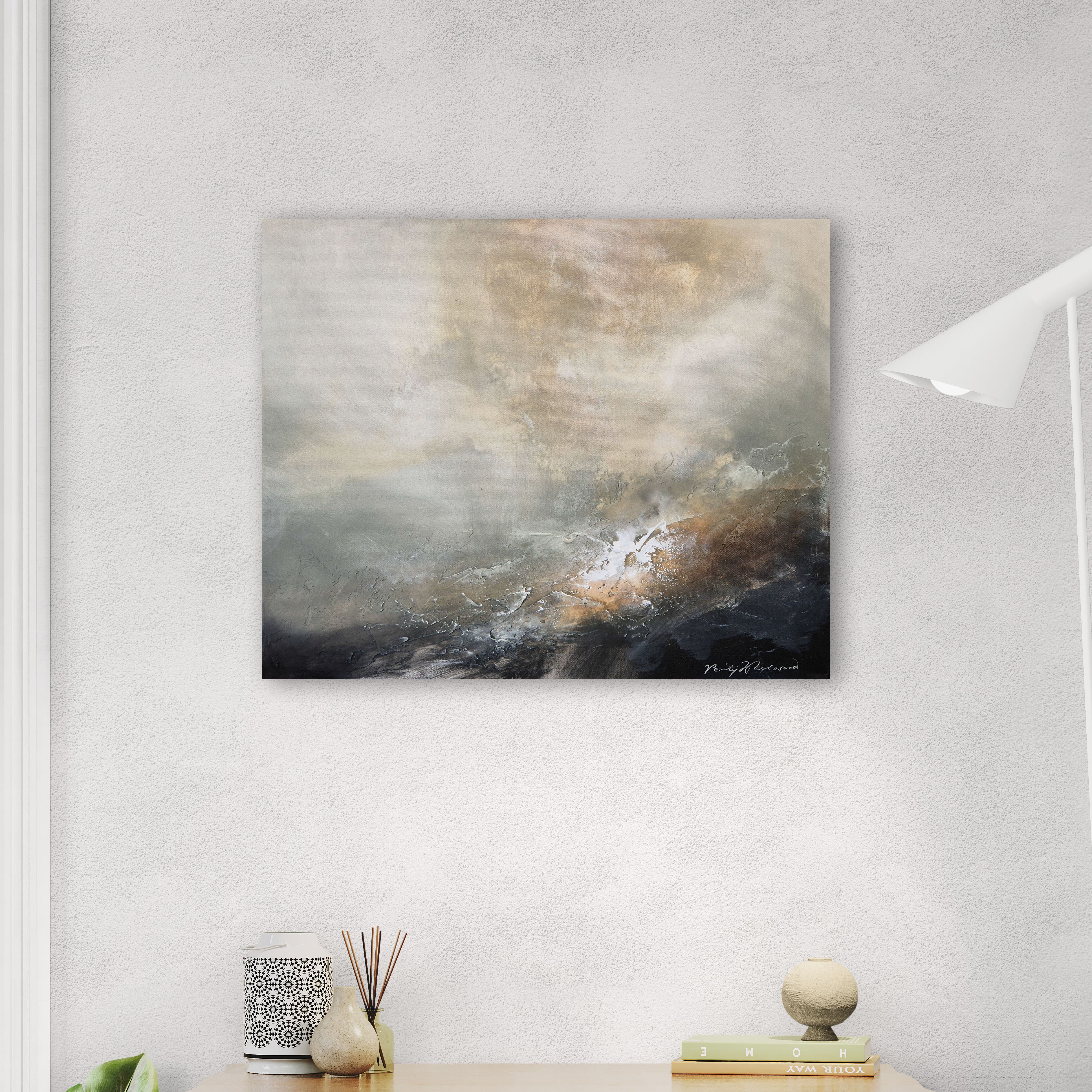 Abstract Landscape Oil Painting By Verity Westwood, 22 X 18", Velvet Echoes, Original Artwork