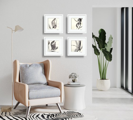 Organic Reflections Collection 1 - 4 Abstract Paintings