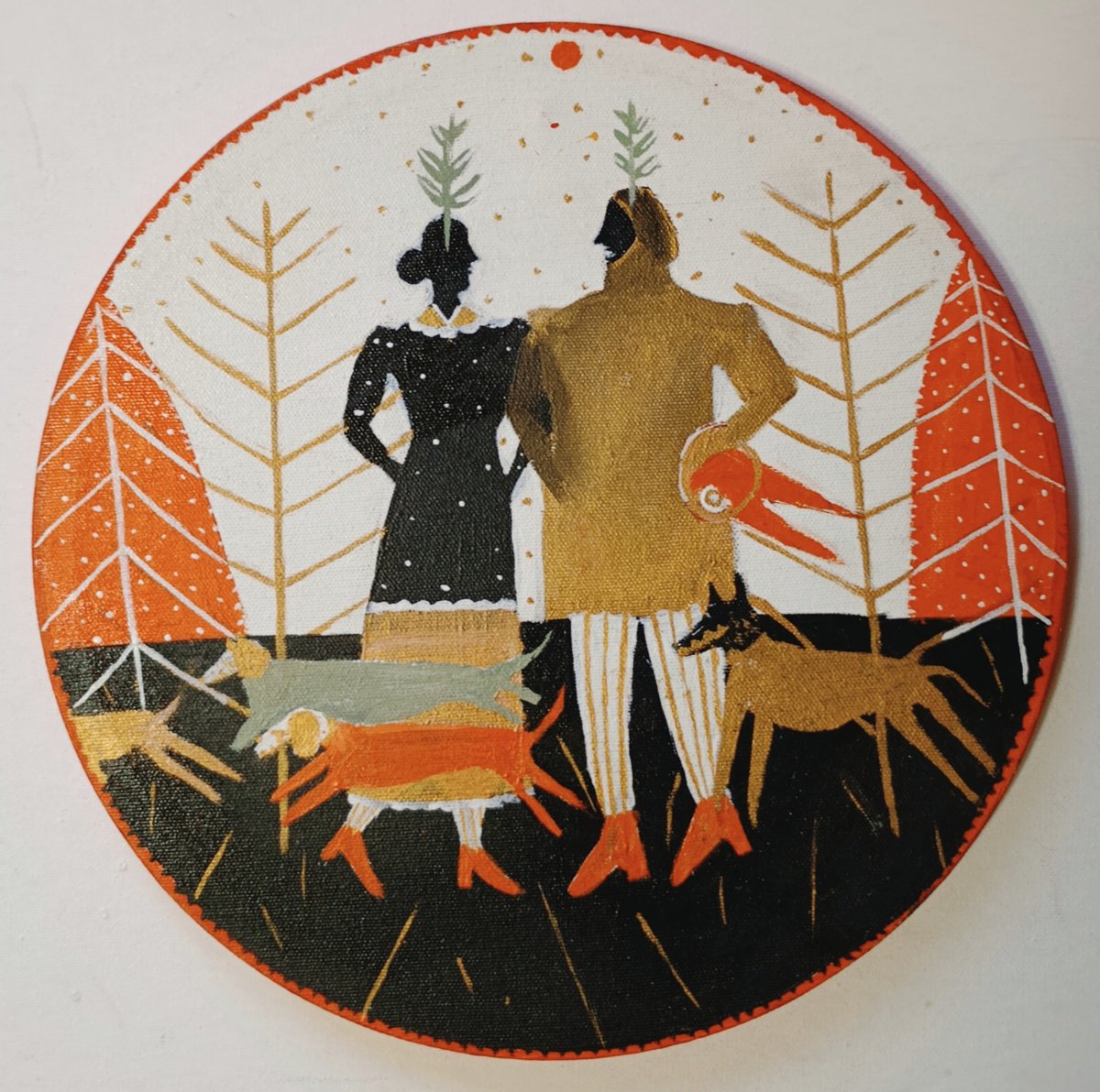 Naive Animal Acrylic Painting By Tetiana Osadchuk, 12 X 12", Looking Around, Original Artwork