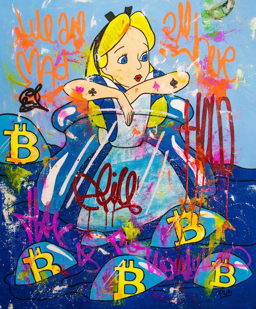 Urban And Pop Acrylic Painting , We Are All Mad Here Ft. Alice In Wonderland By Carlos Pun Art, 28 X 35, Artwork For Sale On Artfinder
