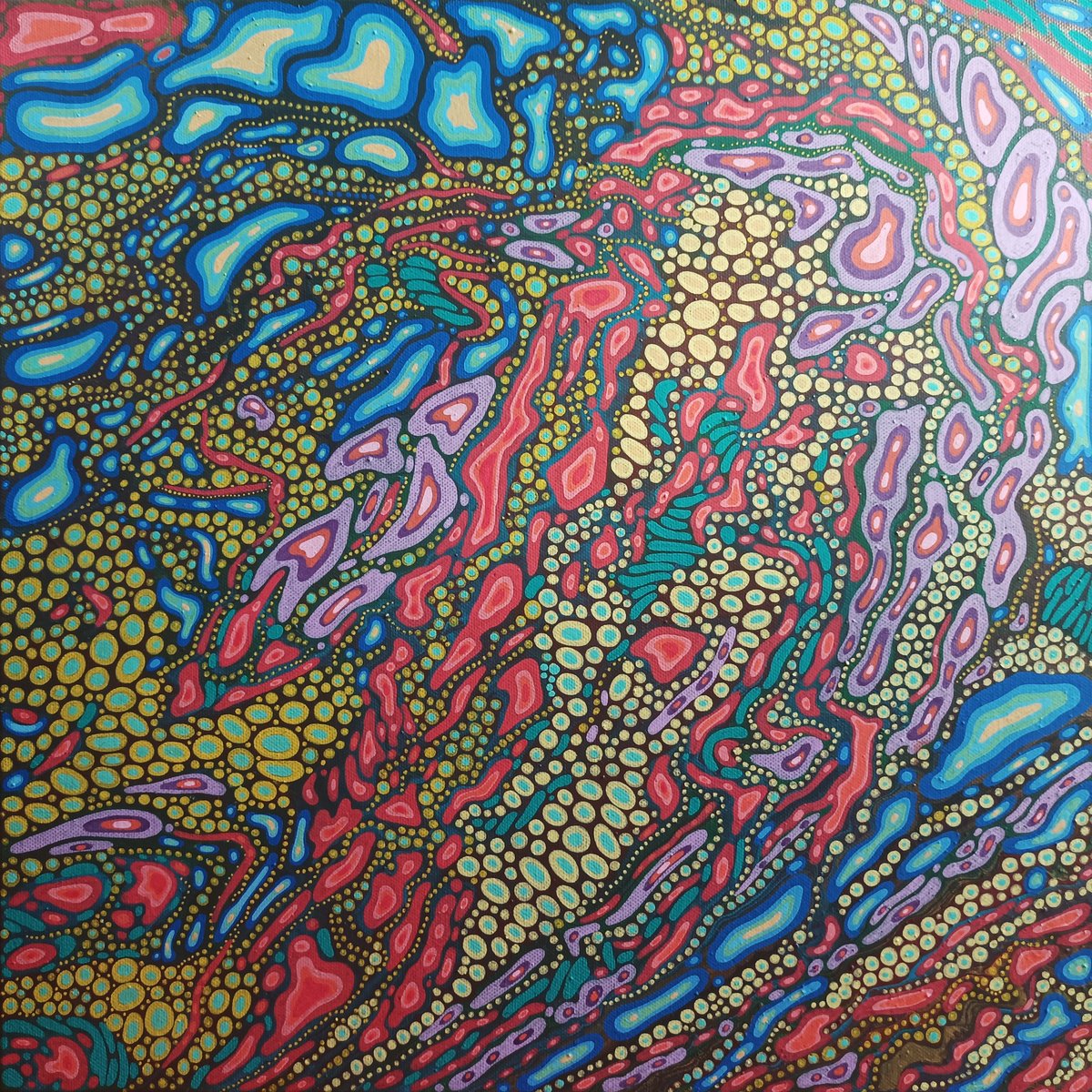 Geometric Abstract Acrylic Painting By Veronika Demenko, 20 X 20", Organic Geometry N.38, Original Artwork