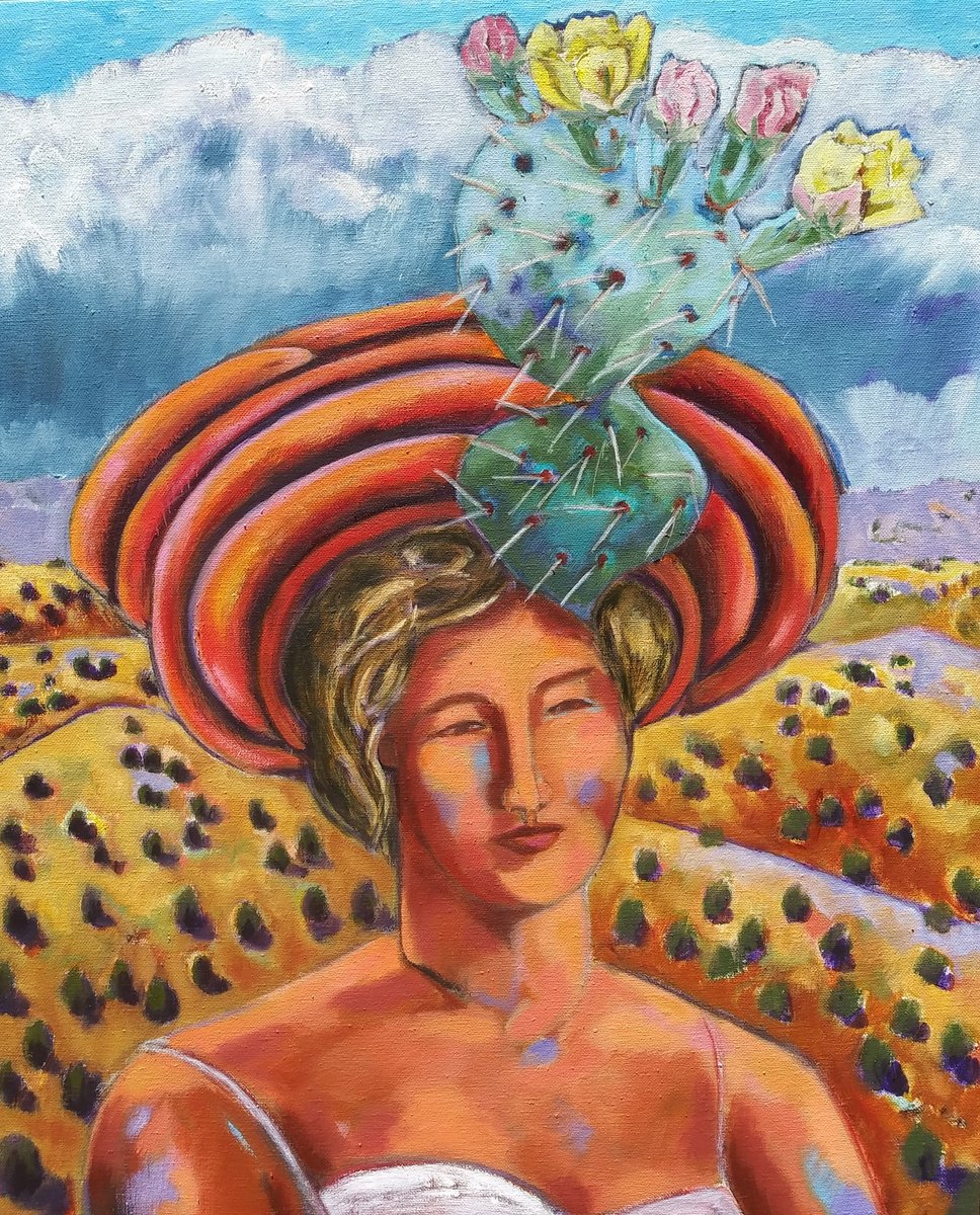 Impressionistic Portrait Oil Painting By Lorie Schackmann, 18 X 22", Desert Muse, Original Artwork