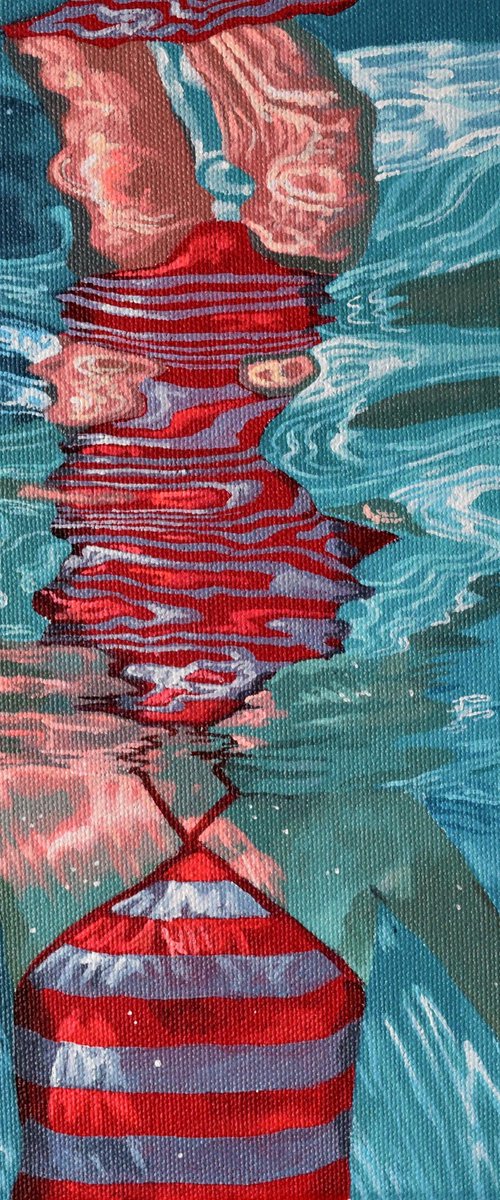 Underneath LVXV - Miniature swimming painting by Abi Whitlock