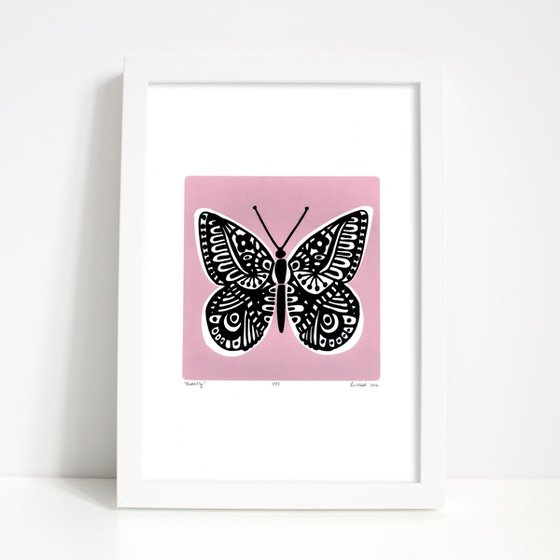 Butterfly in Powder Pink - Framed - FREE UK Delivery