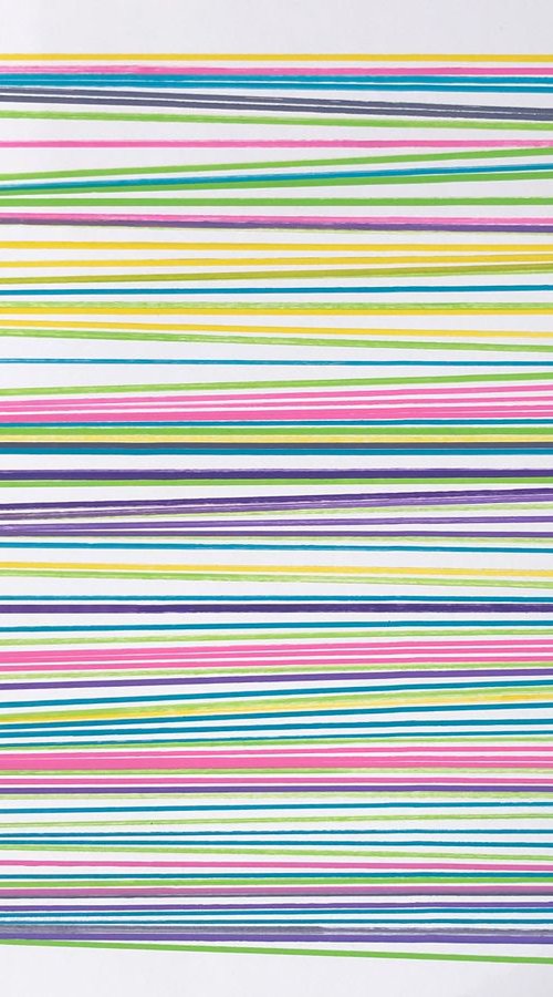 Début 39 - Abstract Optical Art - Colourful Strips by Elena Renaudiere