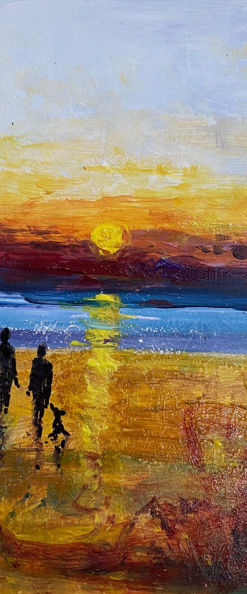 Evening sunset beach walk with the dog by Teresa Tanner