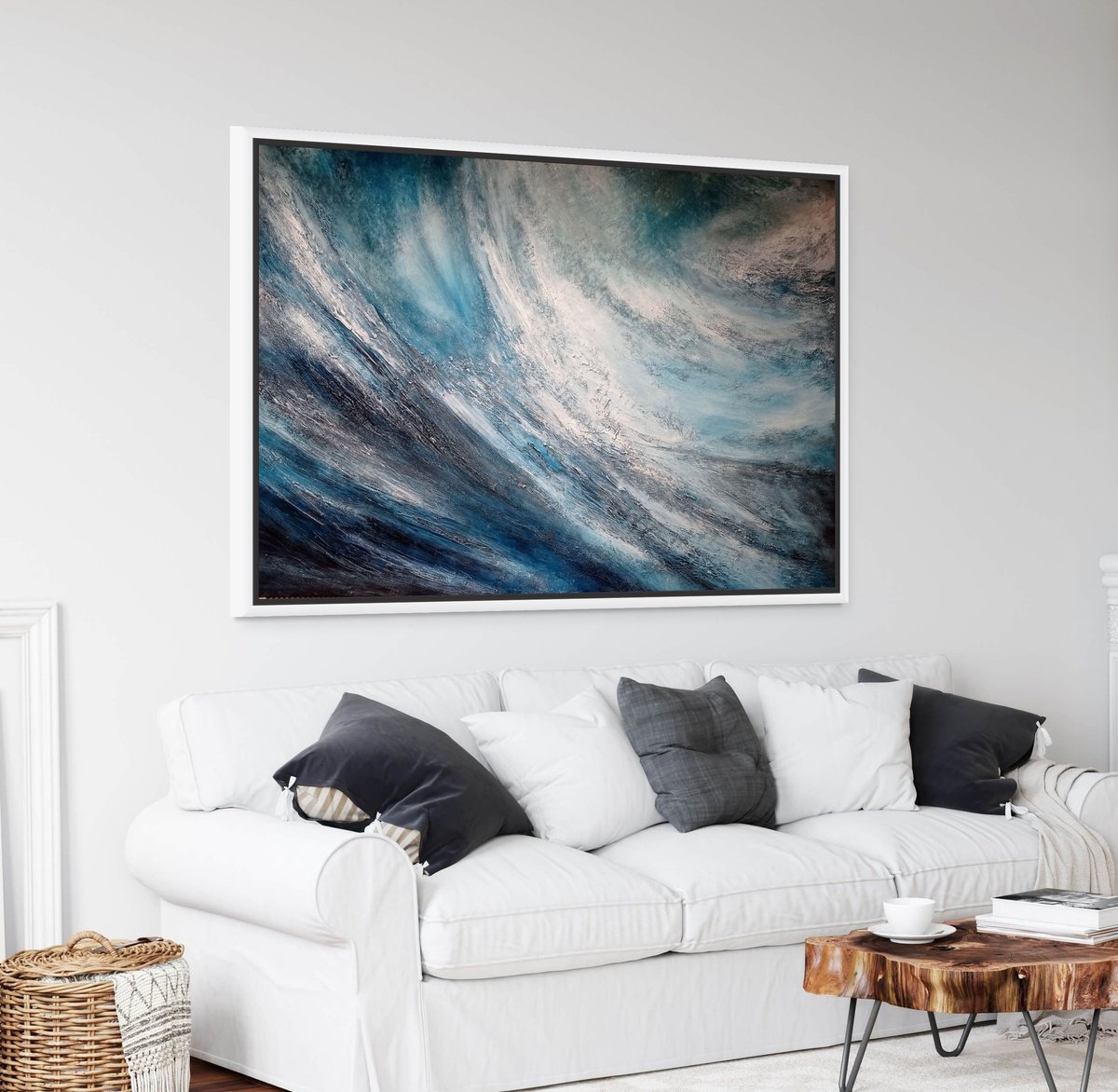 Abstract Acrylic Painting By Alexandra Petropoulou, 59 X 39, Breaking Wave, Original Artwork