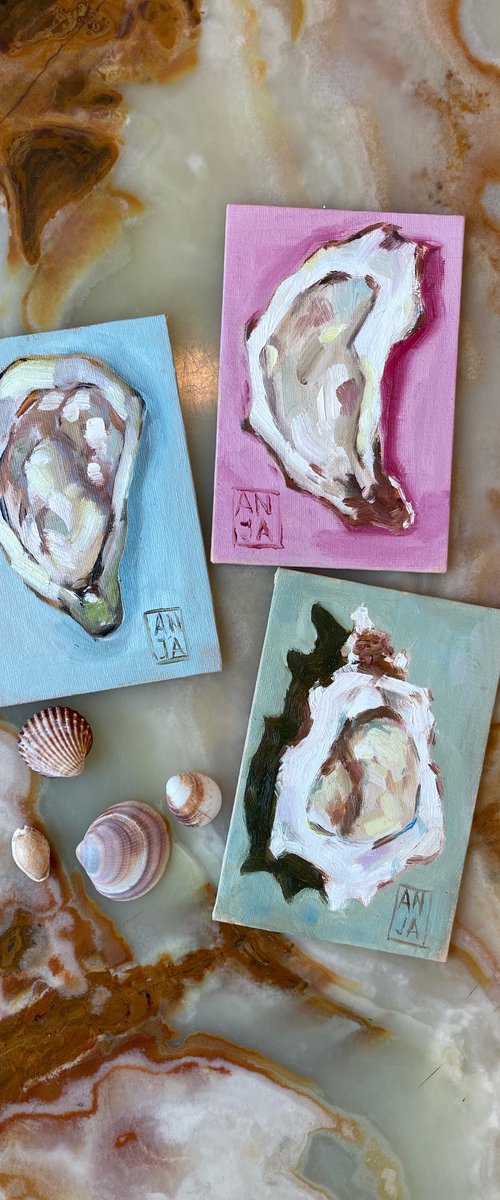 Oysters. Set of 3 by Anja Rudko