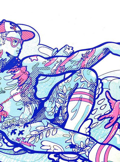 Hipster #16 / Pink & Blue by BEATOA