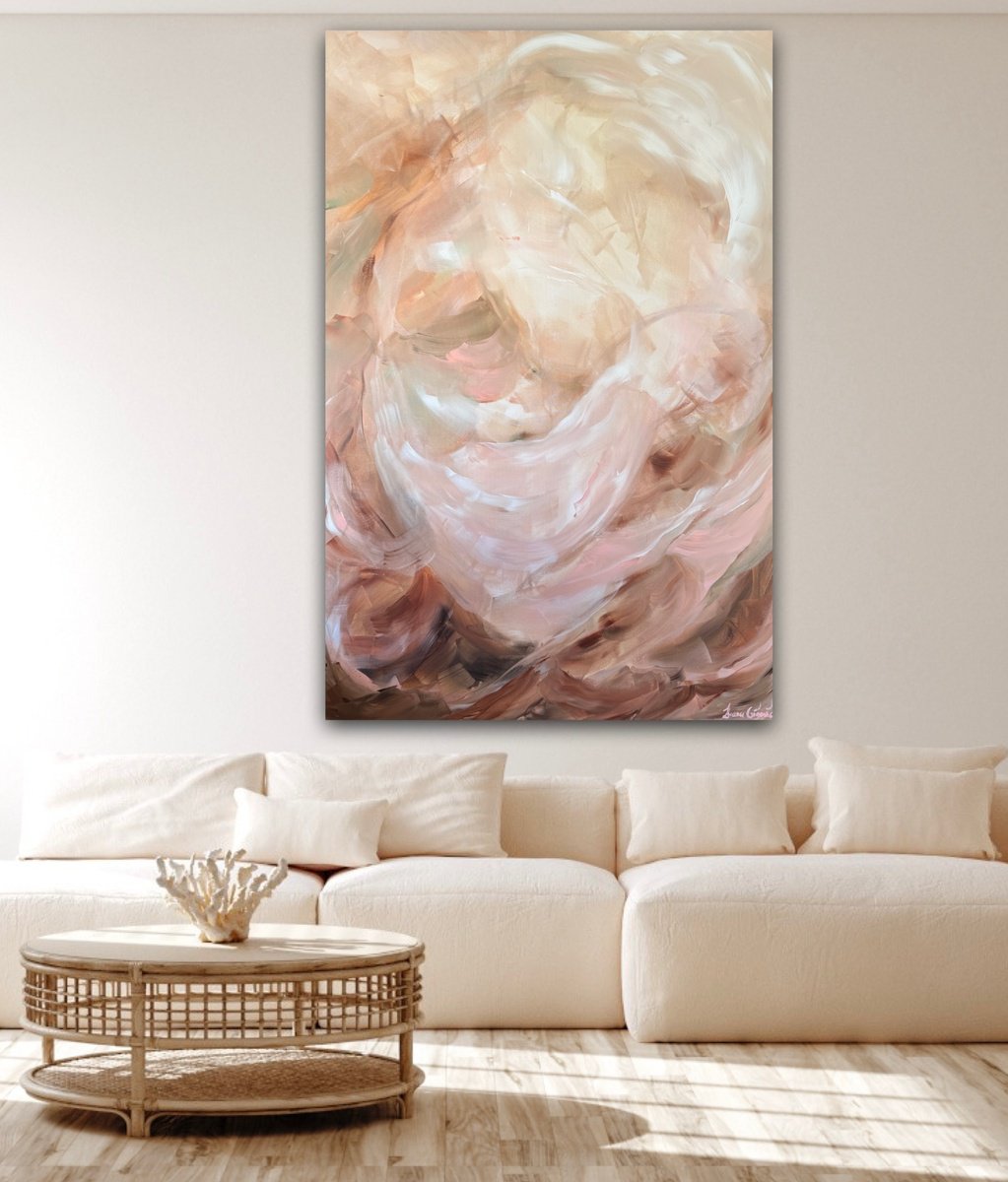 Abstract Landscape Acrylic Painting By Ivana Gigovic, 39 X 59, Beneath The Breeze, Original Artwork