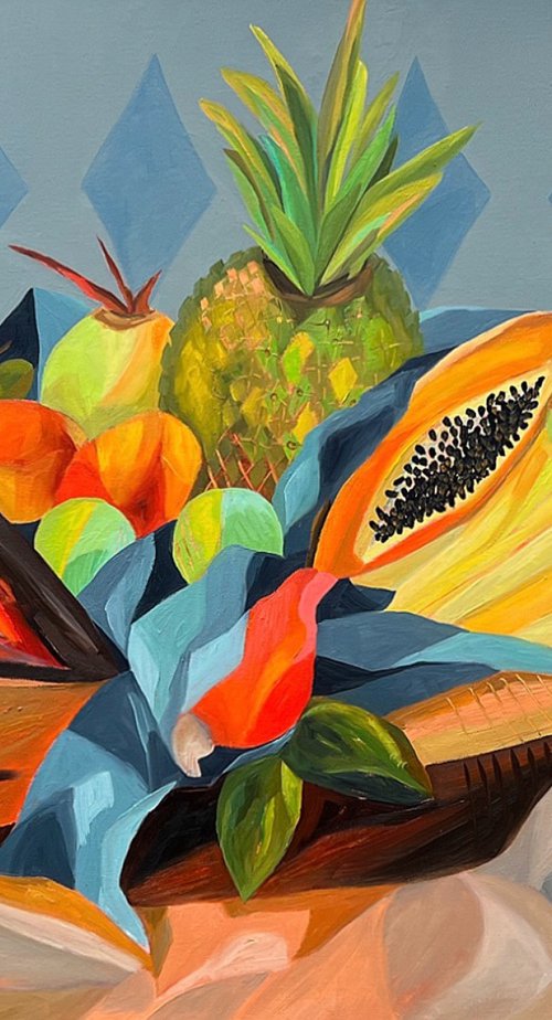 Island Fruit Symphony Still Life Bowl by Dania Sierra