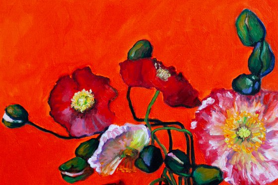 Poppies In A Blue Vase