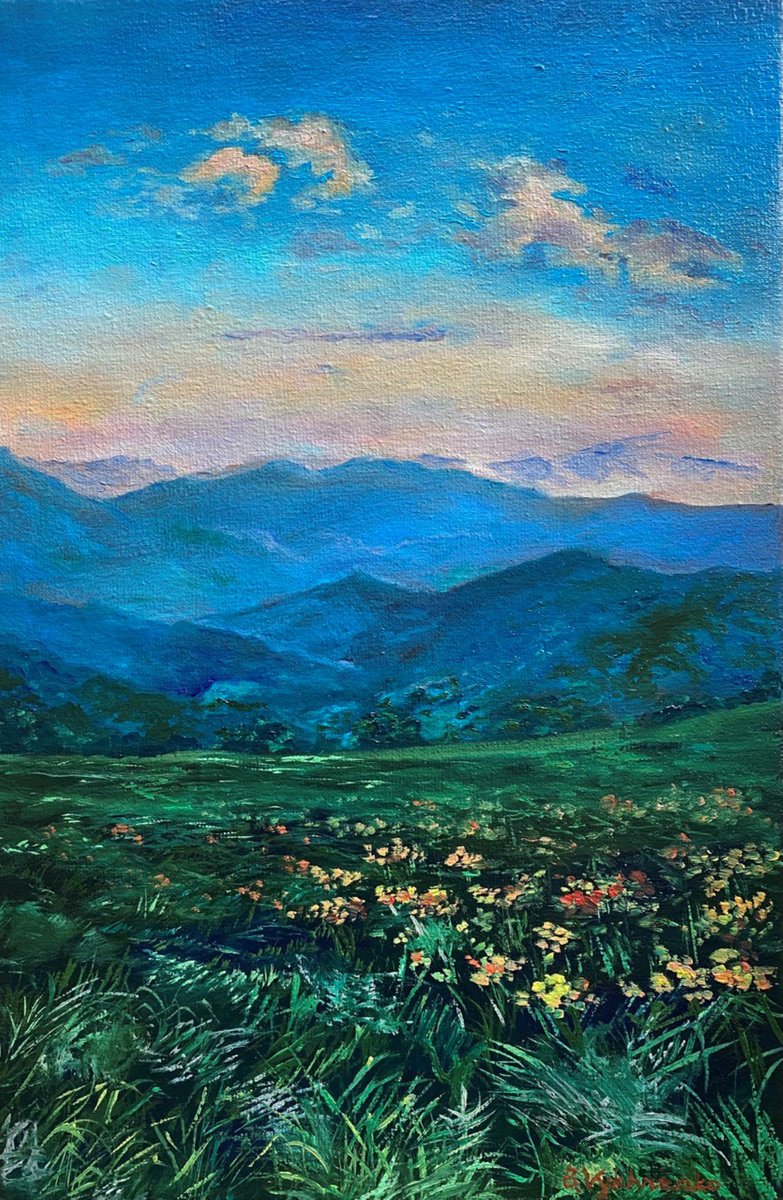 Impressionistic Landscape Oil Painting By Bohdan Vykhrenko, 8 X 12, Meadow, Original Artwork