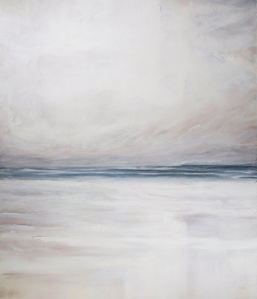 Quiet sound, 120*100cm, abstract seascape acrylic painting, large vertical painting by Tatyana Kirikova
