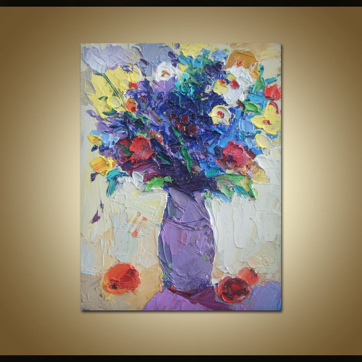 Flowers, Framed oil painting by Stanislav Lazarov