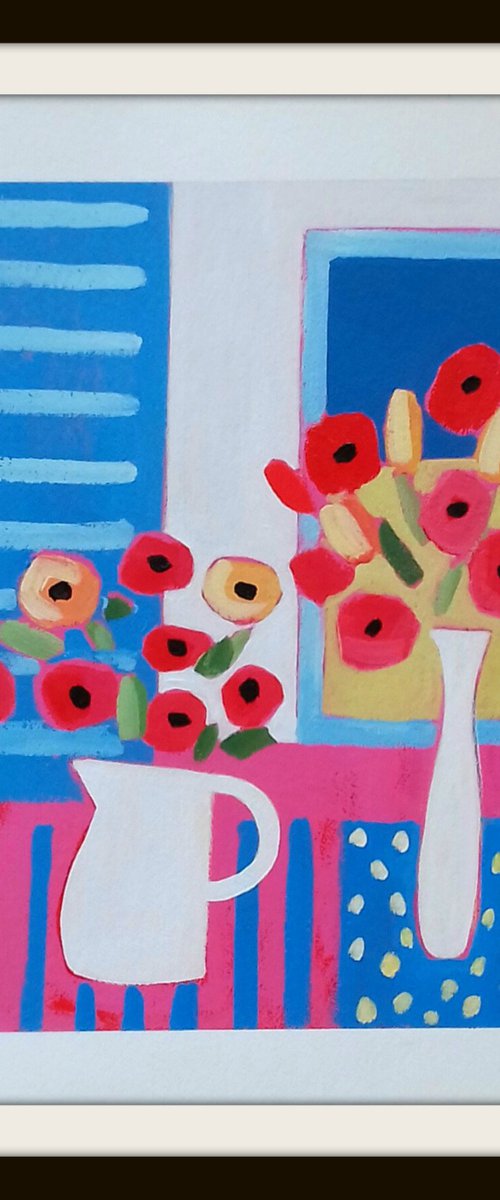 Two Vases of Poppies IV by Jan Rippingham