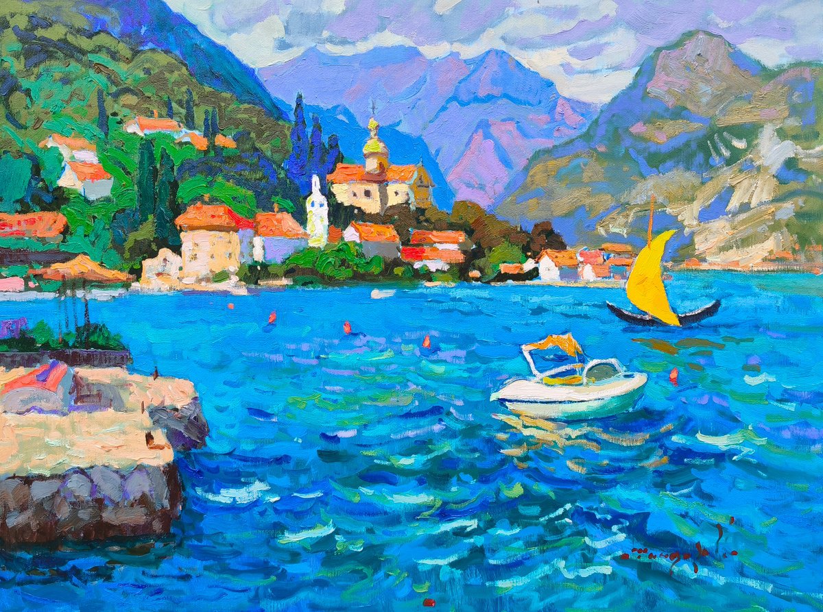 Impressionistic Landscape Oil Painting By Alexander Shandor, 26 X 19, Melody Of Waves, Original Artwork