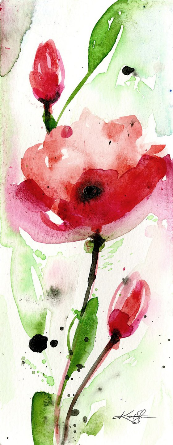 Poppy Love Collection 5 -  2 Watercolor Flower Paintings by Kathy Morton Stanion