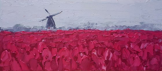 Tulip Fields I...  3,5x8"/ FROM MY A SERIES OF MINI WORKS LANDSCAPE