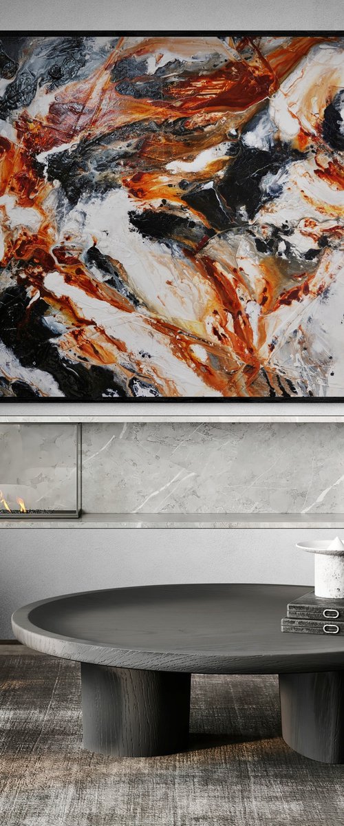 Peppered Oxide 250cm x 150cm White Black Oxide Abstract Art by Franko