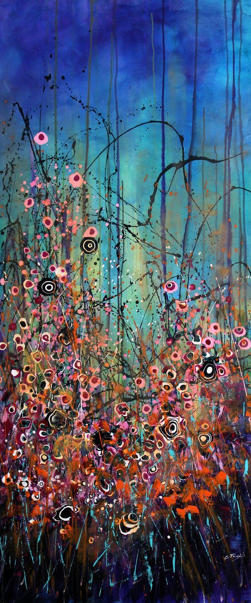 Folie Des Fleurs - Super sized original abstract floral landscape by Cecilia Frigati