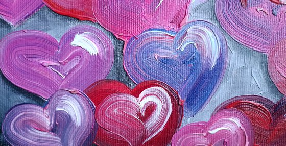 Love you - oil painting, love, lovers, heart, for woman, gift for lovers, in love