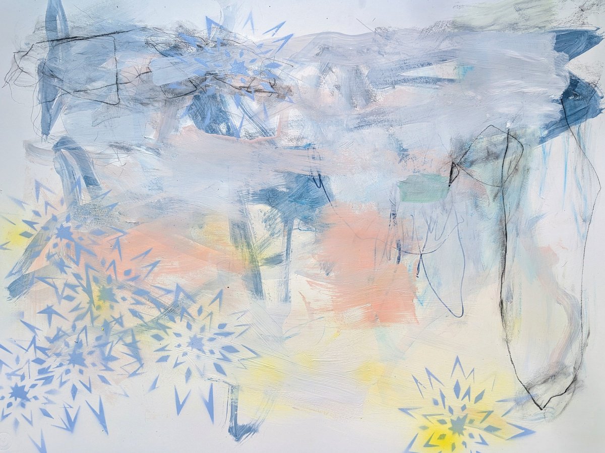 Abstract Painting By Kerri Mccabe, 30 X 22", Where Ever Stars Are Gathered., Original Artwork