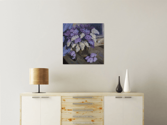 The Night Lilacs - Lilac painting