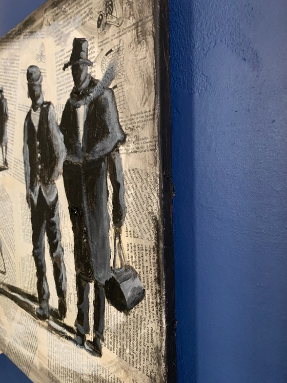 People in a city.