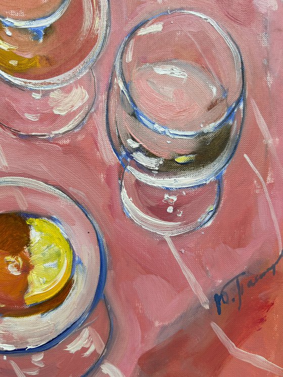 Glass on pink