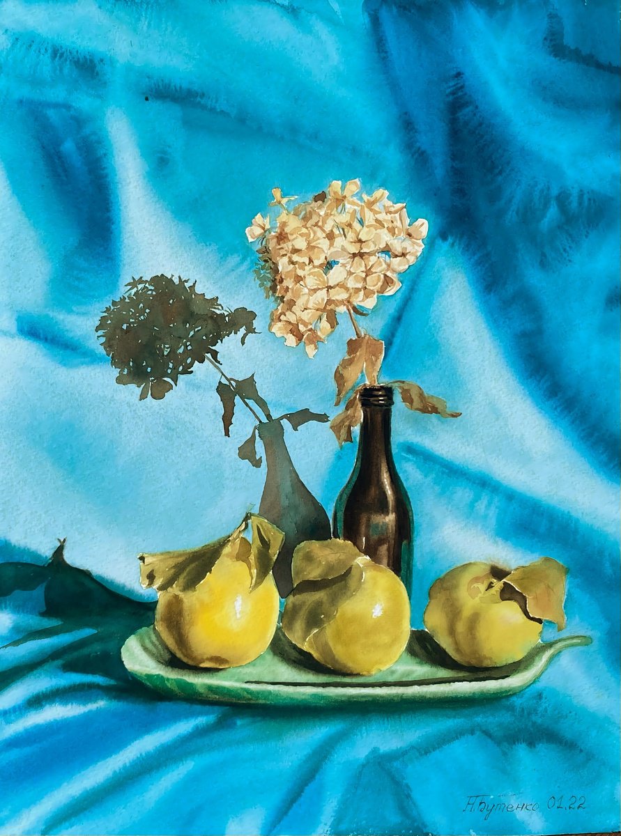 Illustrative Botanical Watercolour By Natalia Butenko, 12 X 16", Torques Still Life, Original Artwork