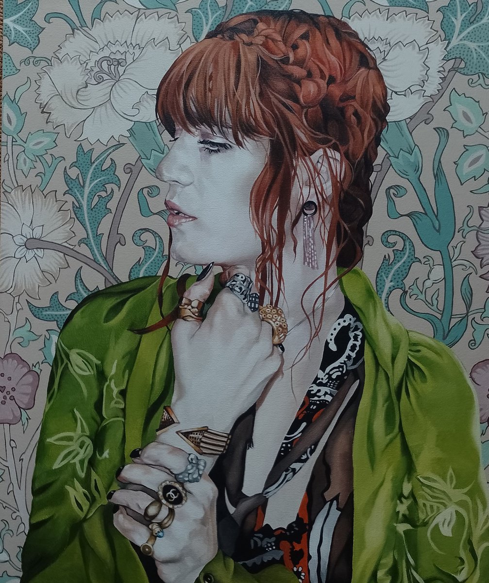 Photorealistic Portrait Oil Painting By Jo Beer, 20 X 24, Red Goddess, Original Artwork