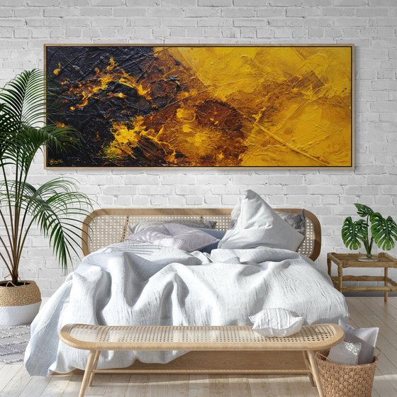 Honey Sunflower 200cm x 80cm Textured Abstract Art