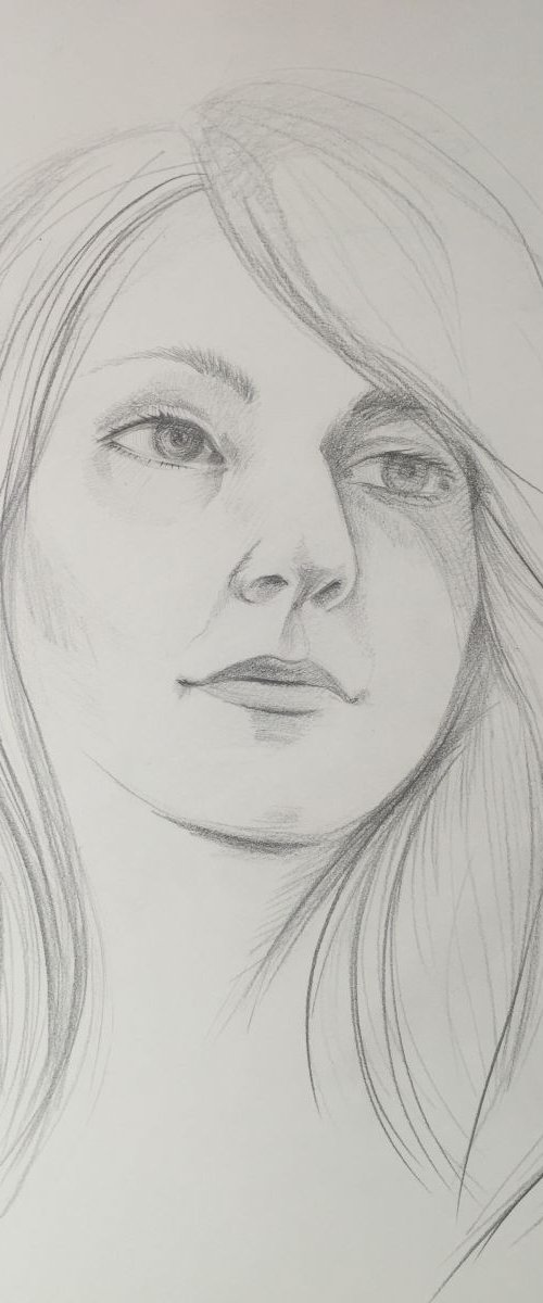 Day dream - pencil drawing. Female portrait by Natalya Burgos