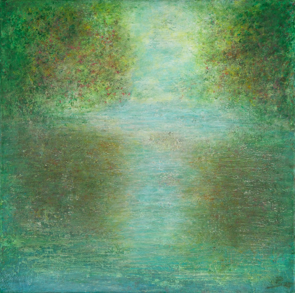 Impressionistic Landscape Painting By Peter Stahr, 25 X 25", Deep Waters Iv, Original Artwork