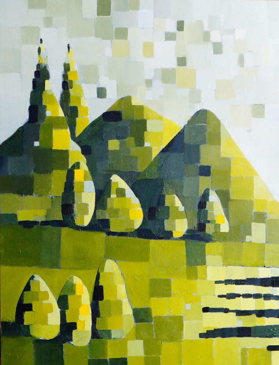 Geometric Abstract Oil Painting By Anna Jannack, 16 X 20, Camino Xxiv, Original Artwork