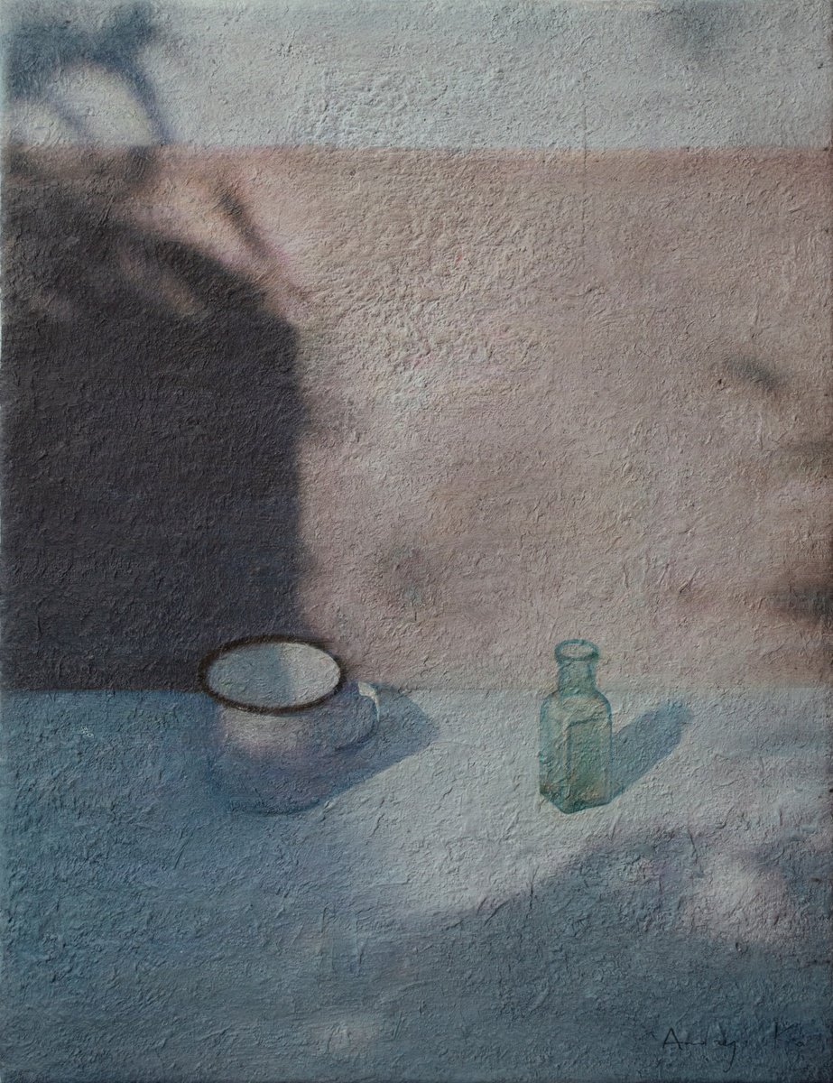 Impressionistic Still Life Acrylic Painting By Andrejs Ko, 20 X 26, A Summer Morning In The Garden, Original Artwork