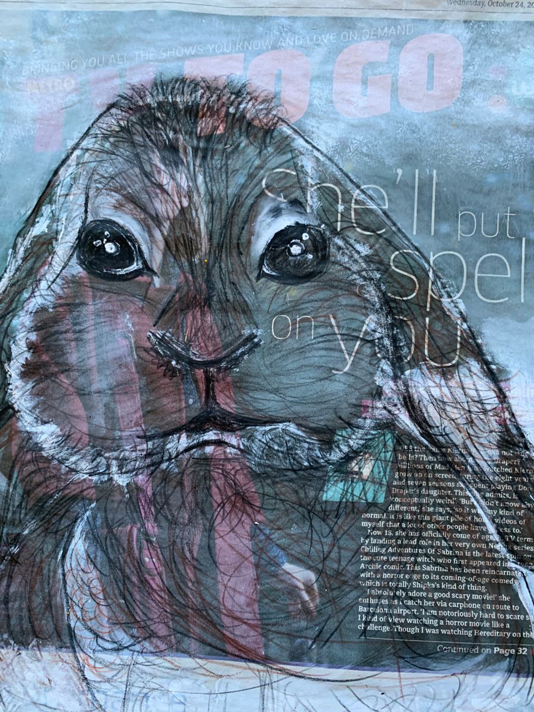 Bunny Brown Rabbit Acrylic On Newspaper Nature Artfinder