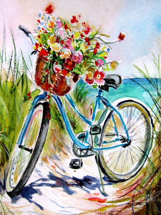 Colorful bouquet with bycicle