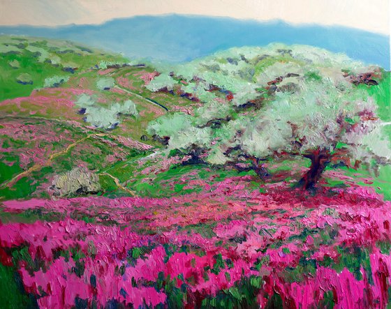 Blooming Green Hills, Californian Landscape