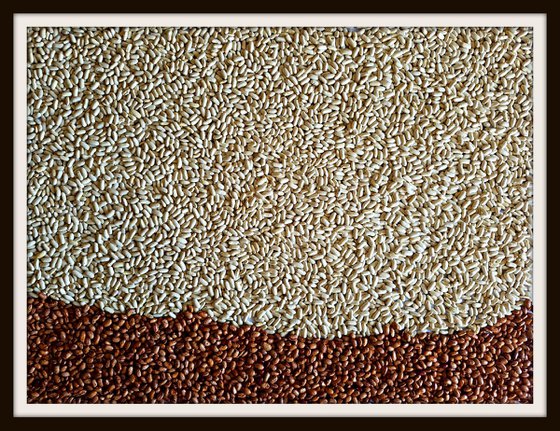 Beans landscape -1- (n.212) - *REAL beans* - abstract landscape - 80 x 60 x 2,50 cm - ready to hang -