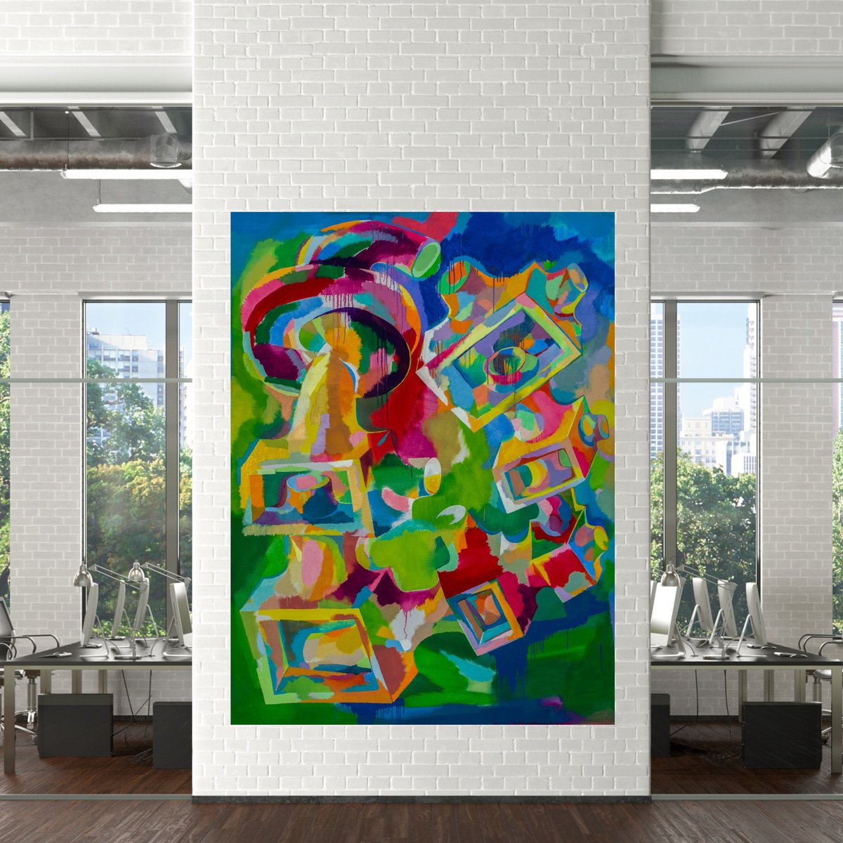 Geometric Oil Painting , Architecture Of The Souls Iii By Ivan Stoyanov, 59 X 79, Artwork For Sale On Artfinder