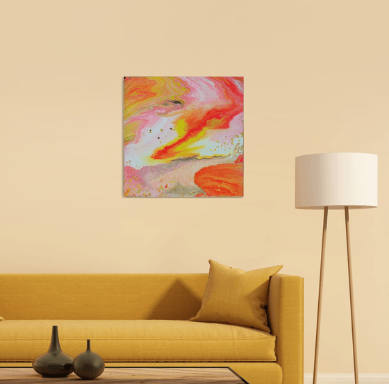 "I Can't Stay Mad At You" - Original Abstract PMS Fluid Acrylic Painting - 24 x 24 inches